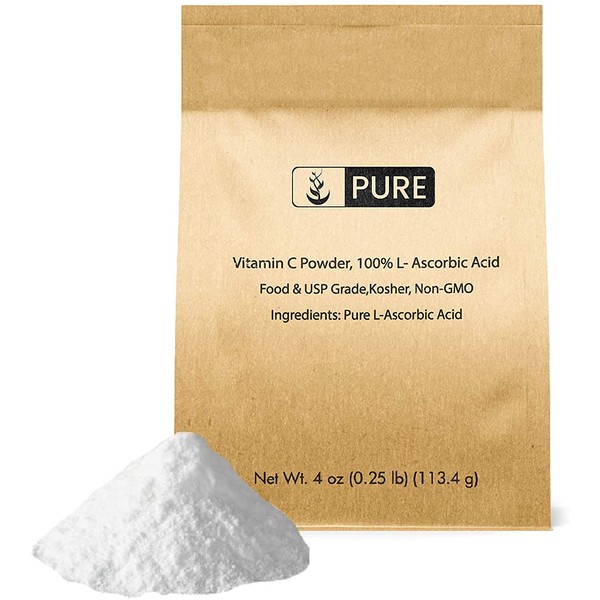 Pure Vitamin C Powder (4 oz.), Eco-Friendly Packaging, L-Ascorbic Acid, Antioxidant, Boost Immune System, DIY Skin Care