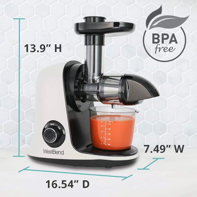 West Bend Juicer Cold Press Masticating Extractor Machine Features Quiet