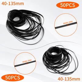 100 Pcs Recorder Rubber Belts - Cassette Recorder Repair Maintenance Mix Flat Cassette Tape Machine Rubber Belts 40-135 MM, 50 PCs 2 MM Width and 50 PCs 3 MM Width