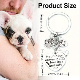 Garegce Paw Prints Keyring, Metal Heart Keychain, Dog Pet Memorial Gifts for Pet Lover, Key Chain Gift for Loss of Pet - Style 3