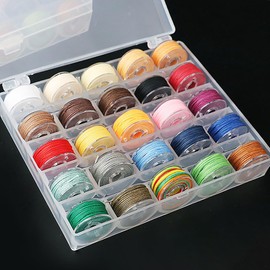 tunghey 25Pack 6m 0.65mm Waxed Polyester Cords Beading Strings Mixed Colors for Braided Macr-ame Bracelet Jewelry Making (0.65mm 6m)