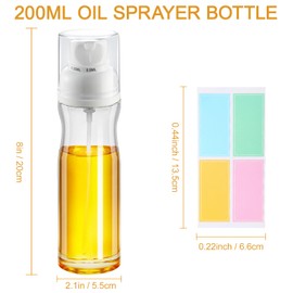 Öl Sprayer Flasche 200 ml Ölsprüher für Speiseöl Sprühflasche Öl Glas Ölspray zum Kochen von Luftfritteuse, Ölspenderflasche mit Trichtern und Aufklebern