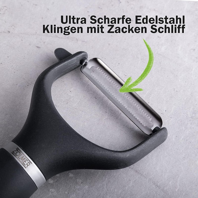 ZOLMER Premium Peeler Set with Smooth and Serrated Blade -