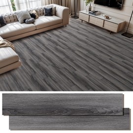 INMOZATA Peel and Stick Floor Tile, 36Packs 54 Sq. Ft Vinyl Flooring Plank 36"x 6" Peel and Stick Vinyl Flooring Tile Waterproof Wood Grain for Bedroom, Living Room, Kitchen, RV(Deep Gray)