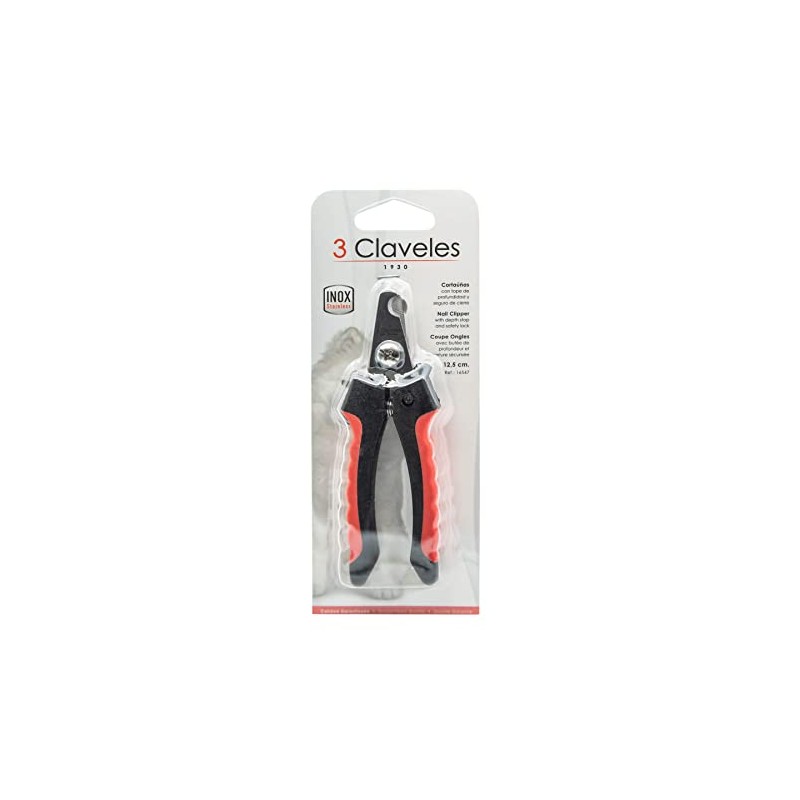 3 Claveles Ergonomic Red Stainless Steel Nail Clippers