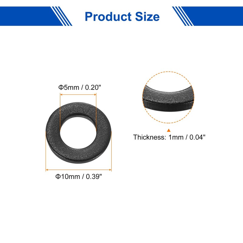 sourcing map 10mm x 5mm x 1mm Metal Flat Washer
