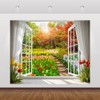 Spring Backdrop 10x8ft Garden Window Floral Flowers Easter Photography Backdrops