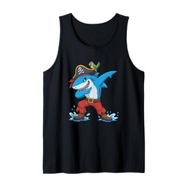 Funny Shark Dab Dabbing Pirate Shark Kids Boys Graphic Tank Top