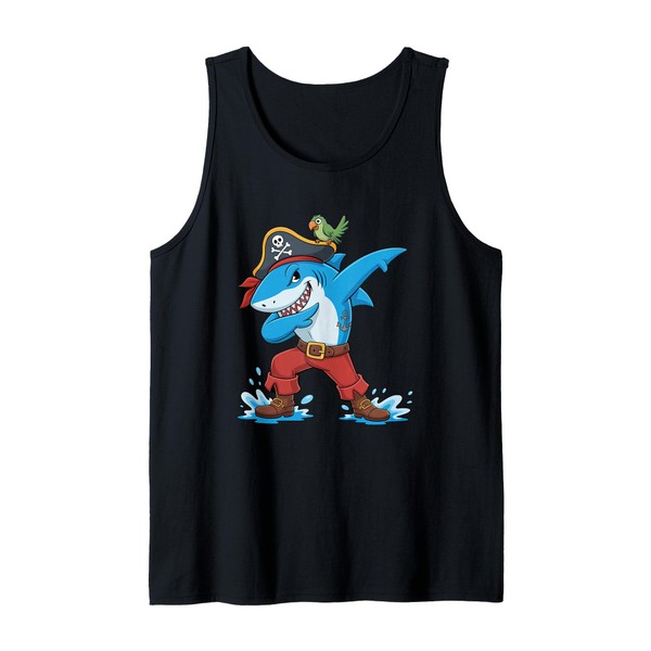 Funny Shark Dab Dabbing Pirate Shark Kids Boys Graphic Tank