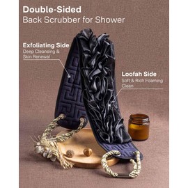 Yiclick Back Scrubber for Shower, Exfoliating Washcloth Towel with Handle, Body Scrubber Exfoliator, Bath Sponge Loofah Luffa, Back Washer Wash Cloth for Men Women, Korean Exfoliate Body Scrub