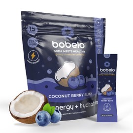 Bobelo Self Carbonating Hydration Packets - Coconut Berry Blitz Flavor (15 ct) | Low Calorie Electrolyte Drink Mix | Keto Friendly, Sugar Free Water Enhancer | Soda Sparkling Water Alternative