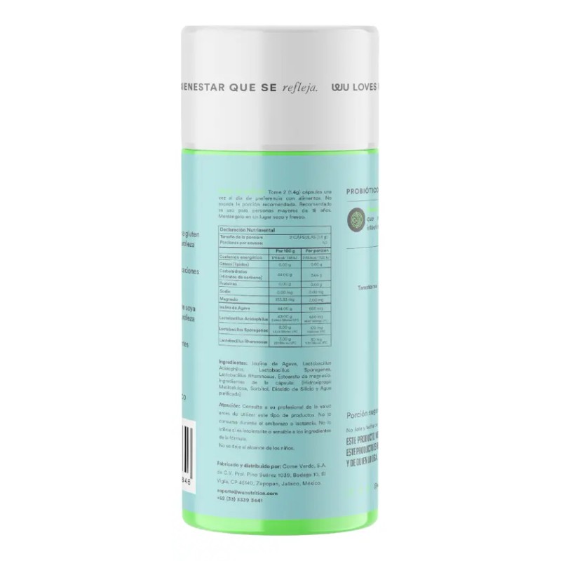 Suplemento Probioticos Billones Nutrition 120 Capsulas Prebioticos Lactobacilos Inulina Agave