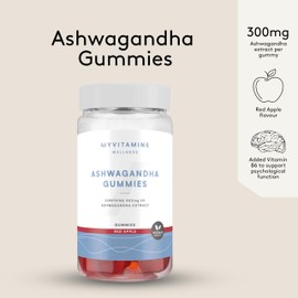 Myprotein Ashwagandha Gummies – 60 Count – Supports Stress Relief, Mood Enhancement, and Mental Clarity – Delicious Red Apple Flavour - Natural Adaptogen, Vegan, Gluten-Free, and Non-GMO