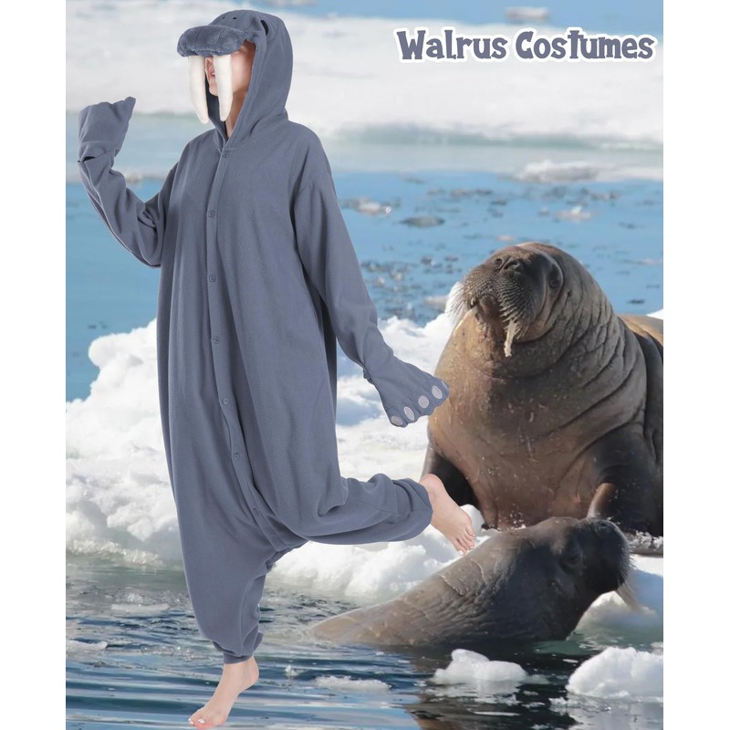 sazpajacos Walrus One-Piece Pyjamas Funny Walrus Animal Pyjamas Walrus Romper