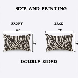 TKS MITLAN Zebra Print Pillow Covers 12 x 20 Inch Black White Leopard Line Stripes Wild Animal Skin Decorative Throw Pillow Covers Linen Cushion Case for Sofa Couch