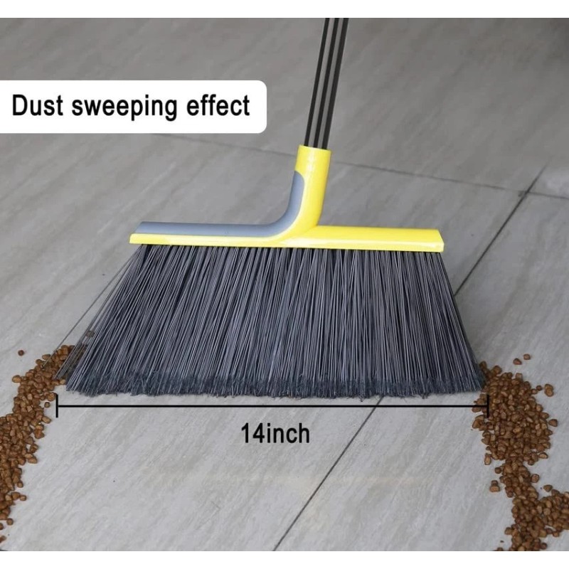 Kefanta Indoor Outdoor Angled Broom with Adjustable Handle for Housekeeping