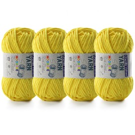 4 Pac Chenille Yarn for Crocheting - Blanket Yarn for Crocheting - Fluffy Yarn for Crochet, Baby Yarn for Crocheting Soft Blankets Weight Per Roll 50g/1.76oz, Length 60m/65yard (Yellow)