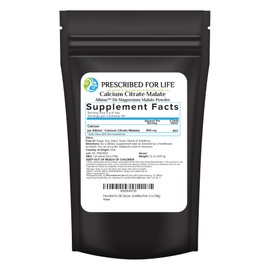 Prescribed for Life Calcium Citrate Malate, Pure Vegan Calcium Powder, Easy Absorption Formula, Non GMO, Filler & Additive Free (340g)