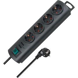 Brennenstuhl Primera-Line 4-Way Power Strip, With Switch and 1.5 m Cable, 90° Layout of Sockets