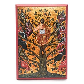 Wooden Greek Orthodox Christian Icon Jesus Christ The True Vine (9" x 13")