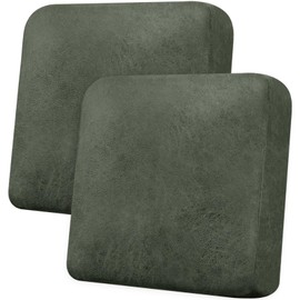 Imnopqr Couch Cushion Covers Leather Look Sofa Covers for 3 Cushion Couch Individual Seat Cushion Covers Stretch Slipcover Sets Furniture Protector, Pets Friendly(2PCS Sofa Cushion Cover, Army Green)