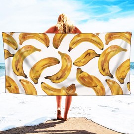 YISUMEI Banana Beach Towels for Adults Extra Large 180 x 90 cm, Fruit Pattern Print Microfibre Quick Dry Towel for Travel Swimming Camping Sports
