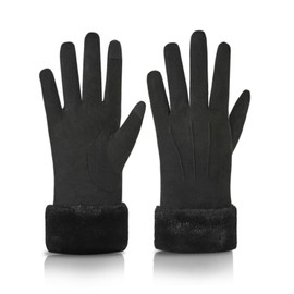 Knuffnee Women's Winter Gloves Fleece Lined Gloves Warm Touchscreen Gloves, black