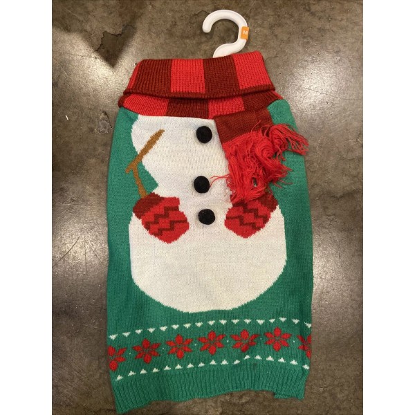 MERRY & BRIGHT red green holiday snowman Christmas dog sweater