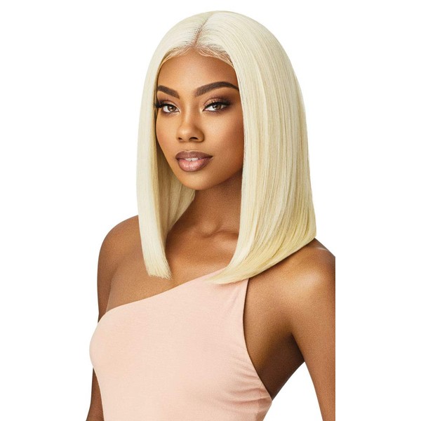 Outre LACEFRONT Straight Blunt Cut Bob Fully Hand-Tied 13”x 4” Frontal Pre-Plucked HD Transparent Lace Baby Hairs Heat Resistant Synthetic Adjustable Wide Elastic Band - TIANNA (1)