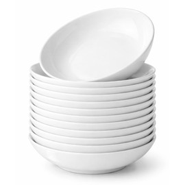 BTaT- Porcelain Pasta Bowls, 12 Pack, 8 Inch, White Large Pasta Serving Bowl, Porcelain Salad Plates, Wide and Shallow Bowls, Microwave and Dishwasher Safe, Valentines Day Gift