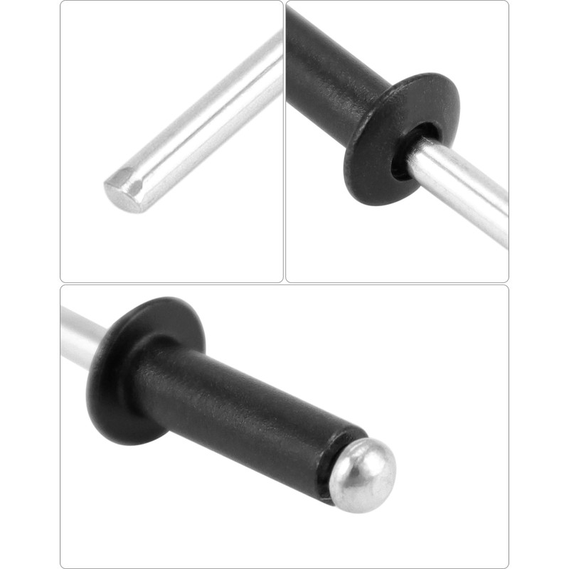 QWORK Aluminum Blind Rivets, 500 Pcs 1/8" x 3/8" Black