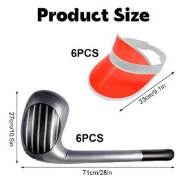 LUFEIS 6pcs Inflatable Golf Clubs with 6pcs Assorted Colors Golf Visors, Potable Kids Golf Set for Outdoor Travel Camp, 12 Pcs Golf Accessories Golf Aids for Sport Lovers