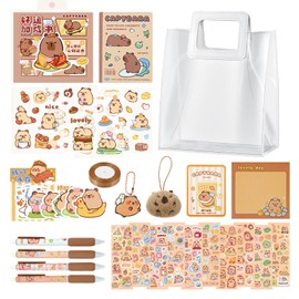 DVDGSC Kabibara Capybara School Set for Girls: Kawaii Stationery Set with Pens Keychain and Stickers - Cute Capybara School Supplies for Creative Minds, multicoloured, capybara pens