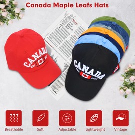 MIDTDLETOAN Canada Hat Maple Leaf Canada Baseball Cap Adjustable Golf Hat for Men Women Teens Canada Souvenirs Black