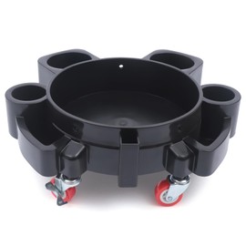 Jiabailie Bucket Dolly, 331lbs Load-Bearing Capacity 10 Inch Rolling Bucket Dolly with 5 Wheels Included 2 Locking Casters & 4 Storage Holes, Car Wash Professional Detailing Bucket Dolly