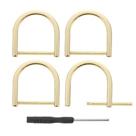 QUARKZMAN D-Rings Screw Shackles, 4 Pieces 0.98 Inch Zinc Alloy Horseshoe U-Shape D-Ring for Purse DIY Leather Craft Key Chain, Gold