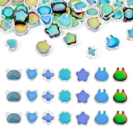 42 Pcs Crystal Rabbit Beads Changing Mood Beads Temperature Sensing Beads Cute Bear Clover Glass Beads Glass Spacer Beads for Easter’s Gifts Bracelet Necklace Jewelry Craft Making