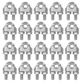 PATIKIL 1/4 Inch M6 Wire Rope Clamp Clip, 20 Pcs 304 Stainless Steel U Bolt Saddle Fastener for Rigging Rope, Wire and Cable
