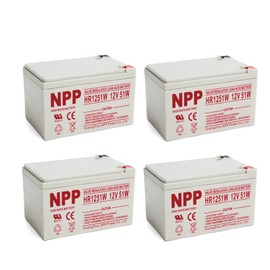 NPP 12V 14Ah, 15Ah AGM Sealed Lead Acid Rechargeable Battery, HR1251W 12V 1251Watts, Flame Retardant High Rate UPS Battery High Rate Battery (HR1251W 4 Pack)