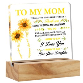 Mom Gift Mom Gifts From Daughter, Mom Thank You Desk Decor Floral Acrylic Desk Plaque Sign with Wood Stand Home Office Desk Sign Keepsake