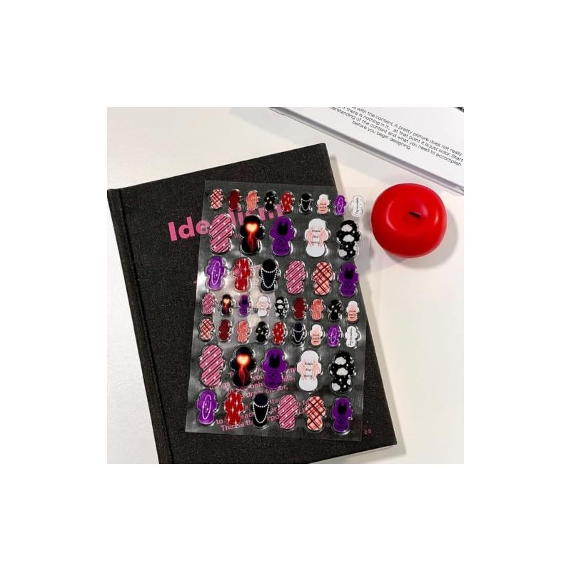 2 Sheets Cute 3D Sanitary Pad Nail Art Stickers (Dark