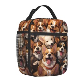 ainori Reusable Corgi Lunch Box for Kids, Insulated Cute Dog Cartoon Bag,Polyester Cooler Pet Lovers Handbags Case for School Picnic Work Travel Beach or Hiking, Gifts