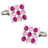 Austrian Crystal Pink Fuchsia Silver Cufflinks with Presentation Box
