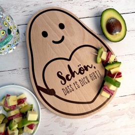 H:) PPYlife Wooden Board "Avocado" | Board in Avocado Shape, Beech Wood, Burnt Text, 29 cm x 21.5 cm x 1.5 cm | Gift Idea | L7003