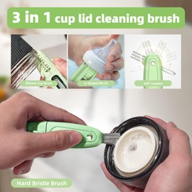 TQRR 3Pcs 3 in 1 Cup Lid Gap Cleaning Brush Set, Shark Brush, Multifunctional Water Bottle Brush, Bottle Gap Cleaner Brush, Cleaning Tools for Office Home Kitchen