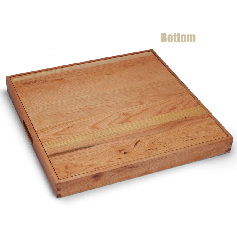 MAGIGO 19 x 19 Inches Large Square Cherry Wood Ottoman