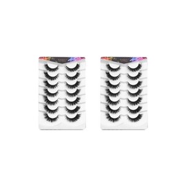MAGEFY Fluffy False Eyelashes, 1/2 Boxes Wispy Cat Eye Look Faux Cluster Lashes, Natural Curling Eye Makeup Strip Lashes, Eyelash Extension Cosmetic Kit, Summer Makeup:_Signal Black*2 pcs_one-size