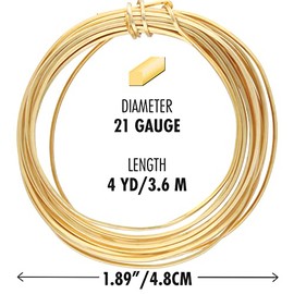 The Beadsmith Square Craft Wire - Soft Temper Beading Wire, Gold Color, 21 Gauge, 4 Yards