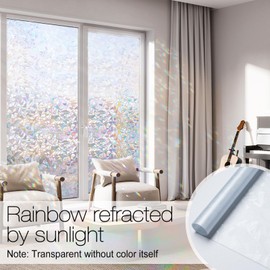 rabbitgoo Rainbow Window Film 3D No Glue Decorative Window Film Privacy Window Film Anti-UV Window Tint Window Glass Film Privacy Glass Tint for Home Office Windows, (30x200cm)