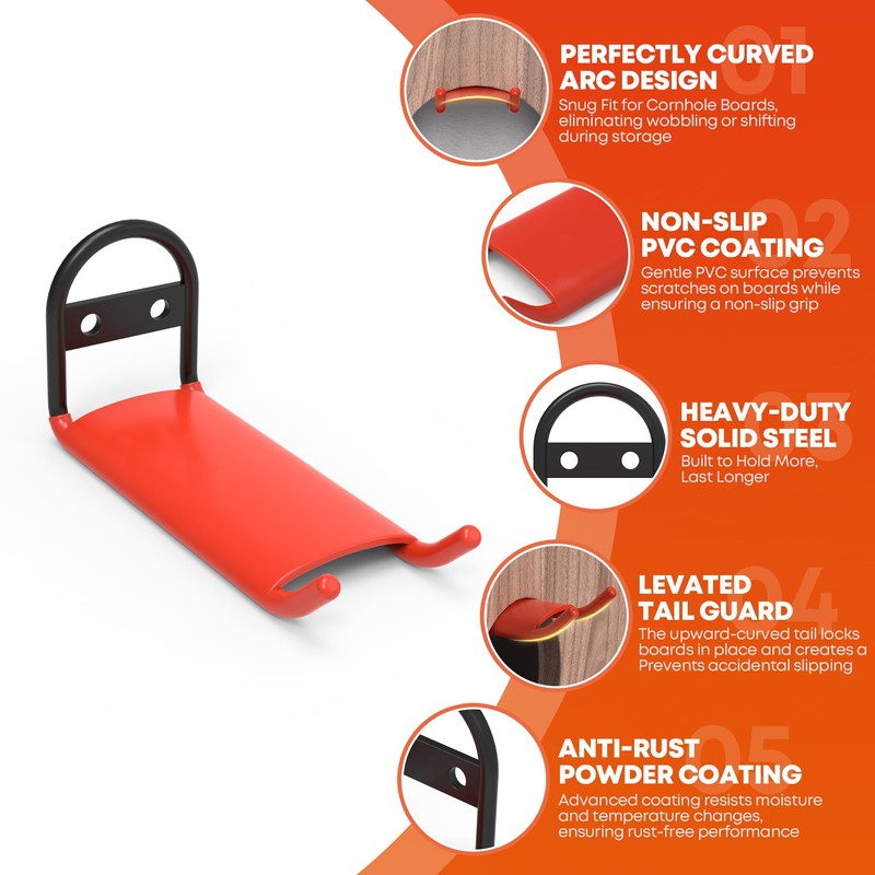 2 Pcs Cornhole Board Hanger Wall Mount, Heavy Duty Cornhole